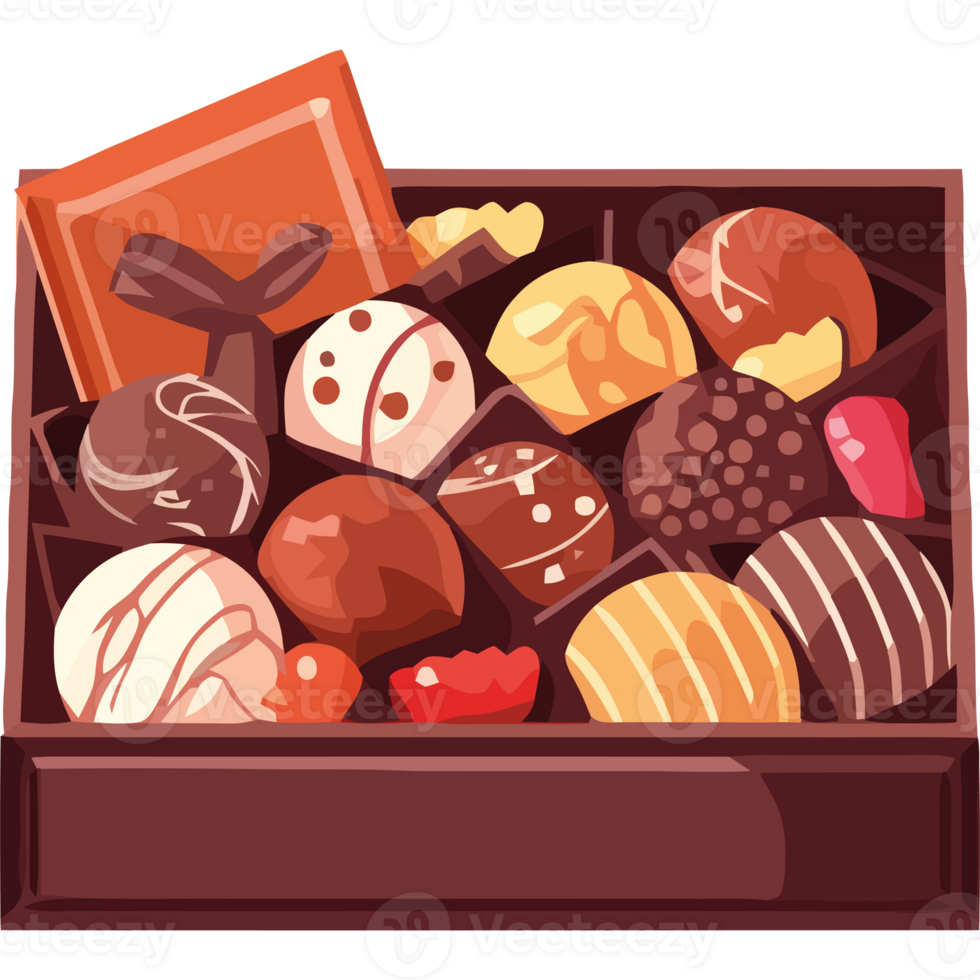 A box full of chocolates on a white background png