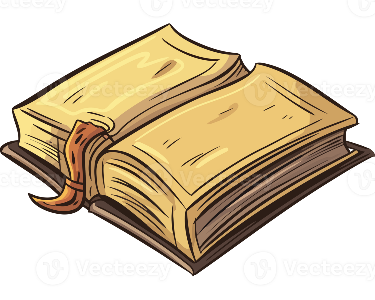 An open book with a brown ribbon png