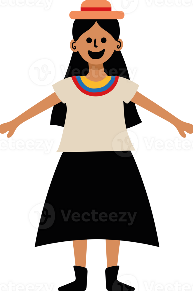 A cartoon girl in a traditional dress png