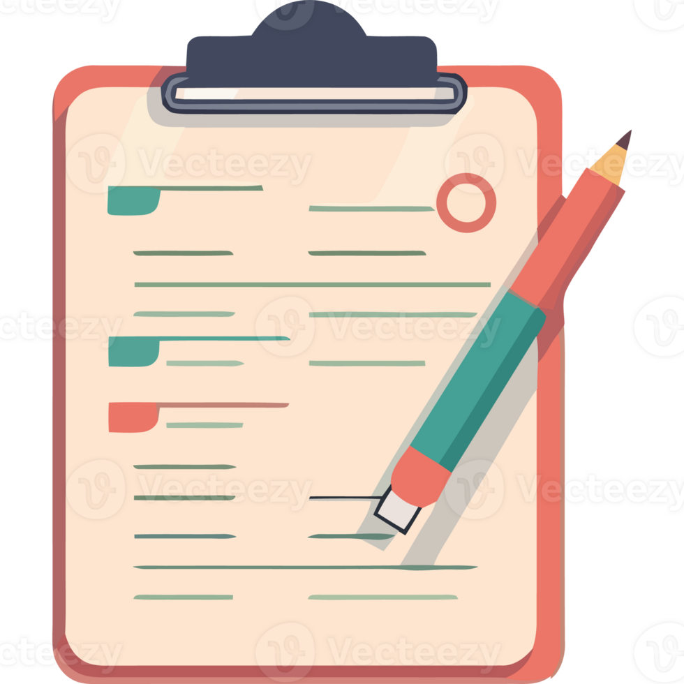 Clipboard with pen and paper icon png