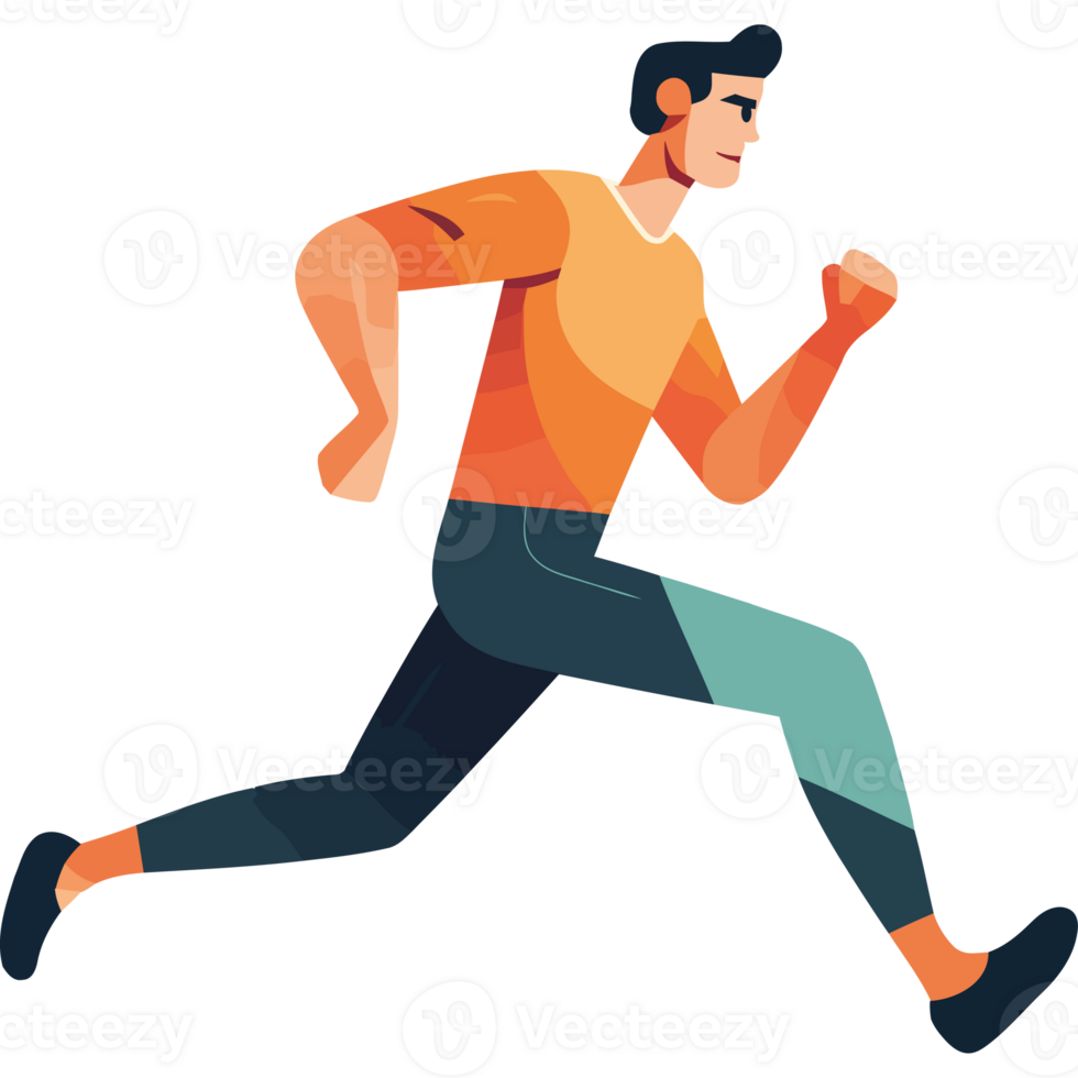 A man running in a cartoon style png