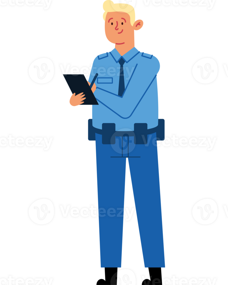 A cartoon police officer holding a tablet png
