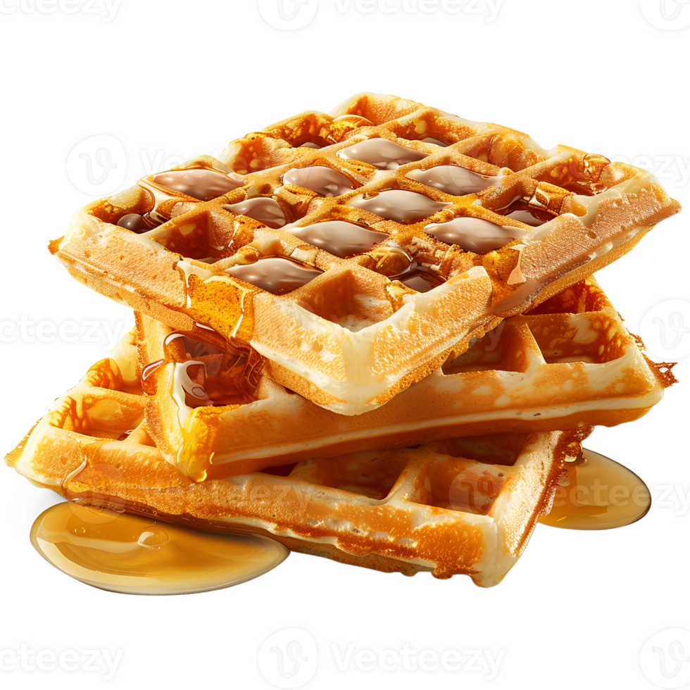 Golden Waffles on Transparent Background png