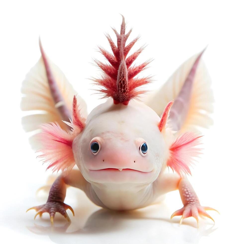 Axolotl on white background photo