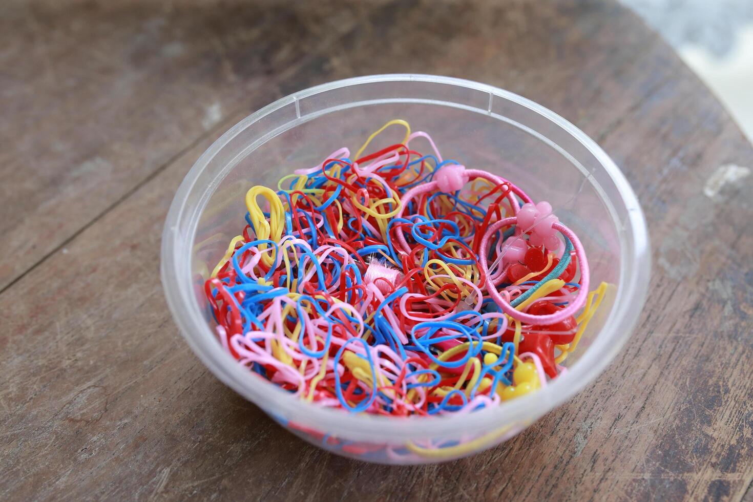 Colorful background rainbow colors rubber bands loom photo