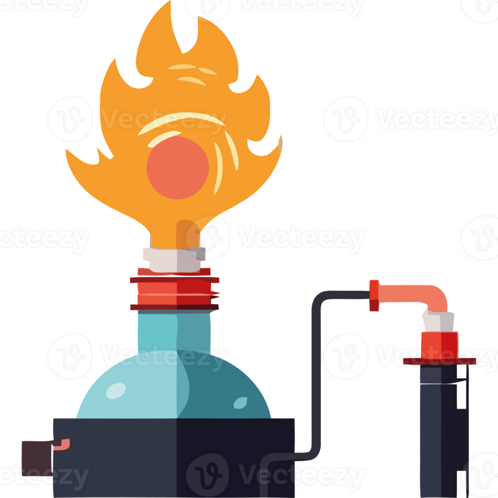 A cartoon illustration of a laboratory with a flame png