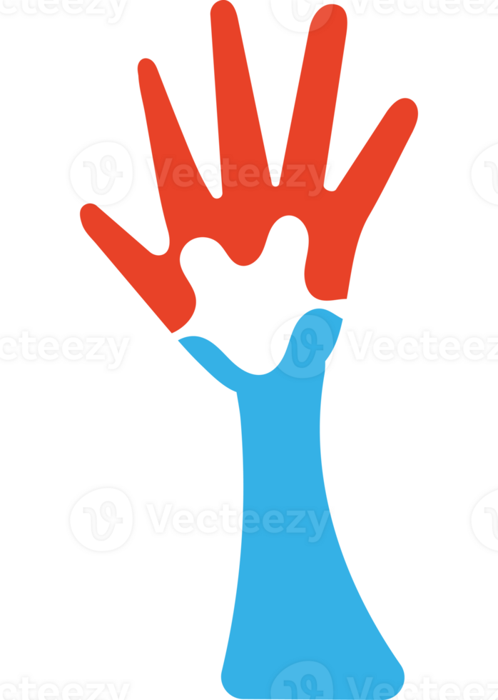 A hand with a red and blue hand png
