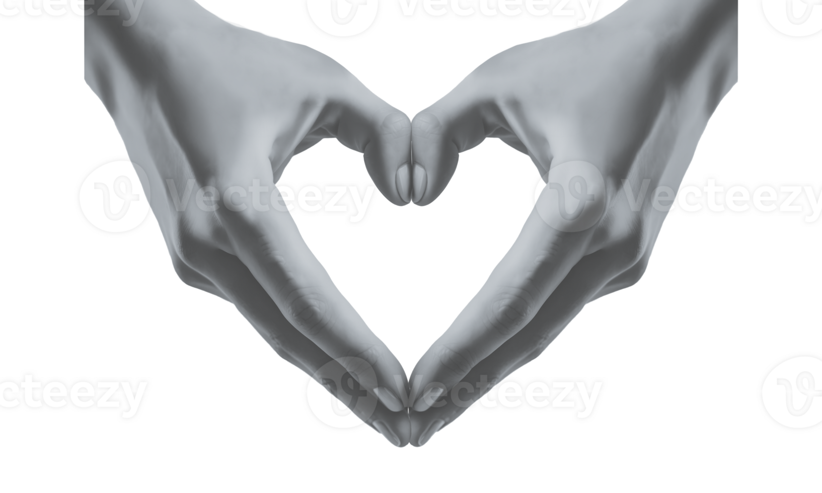Statue hand folded in the shape of a heart, love, for collage. Statue hand without background. png