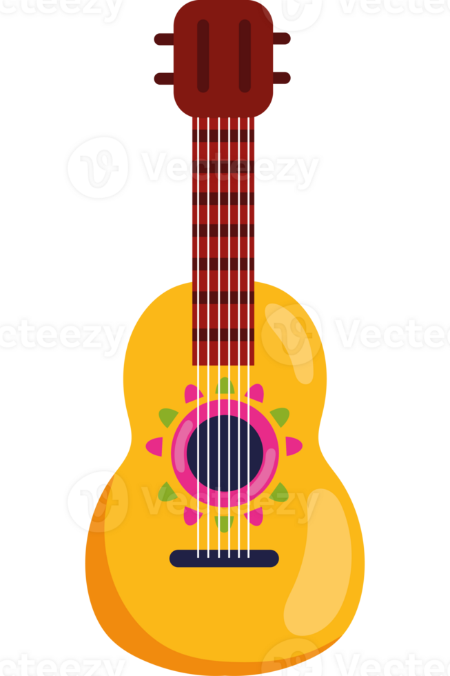 A guitar with a flower on it png