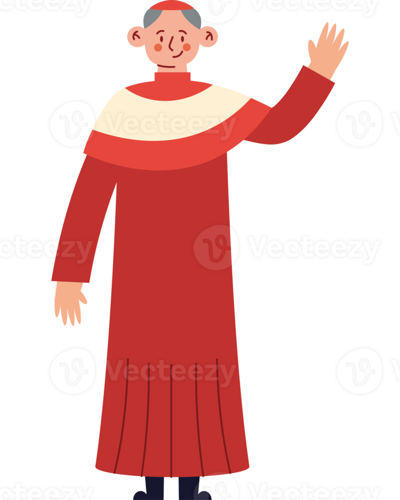 A cartoon man in a red robe waving png