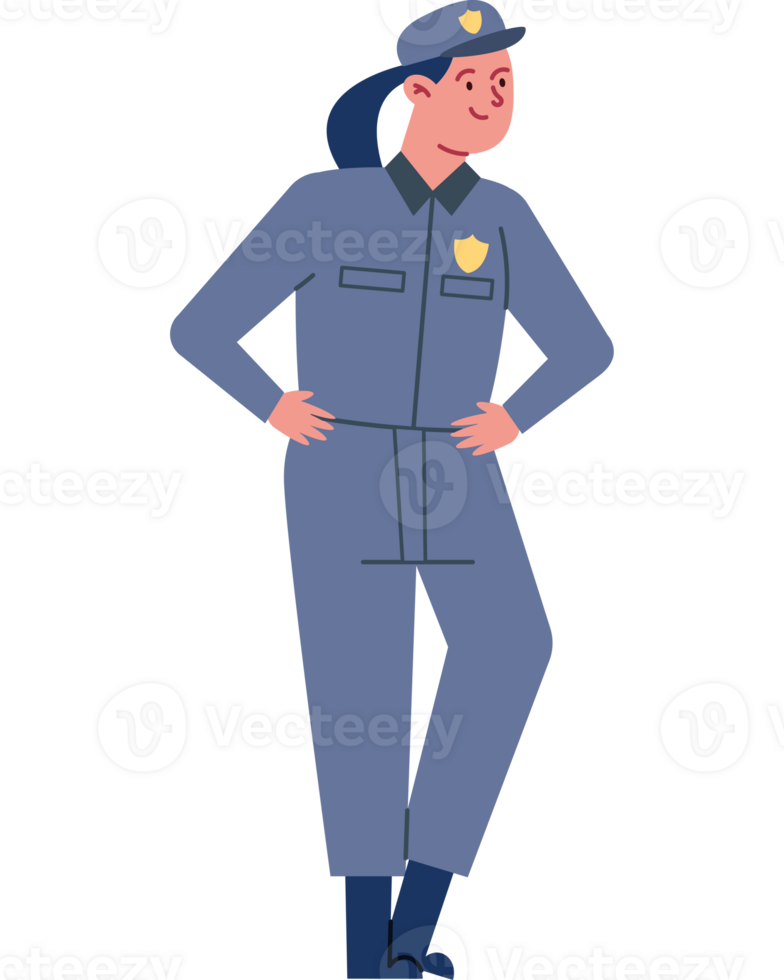 A cartoon police officer standing with his hands on his hips png