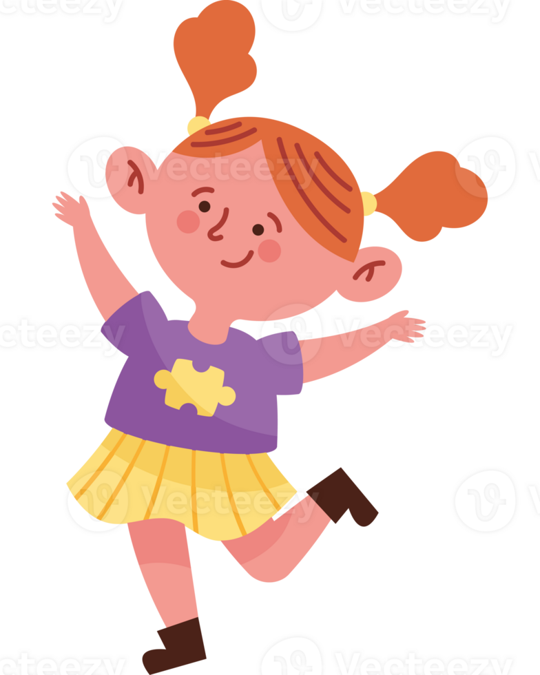 A cartoon girl dancing in a purple skirt png