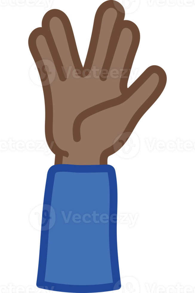 A hand with a blue glove and a hand up png