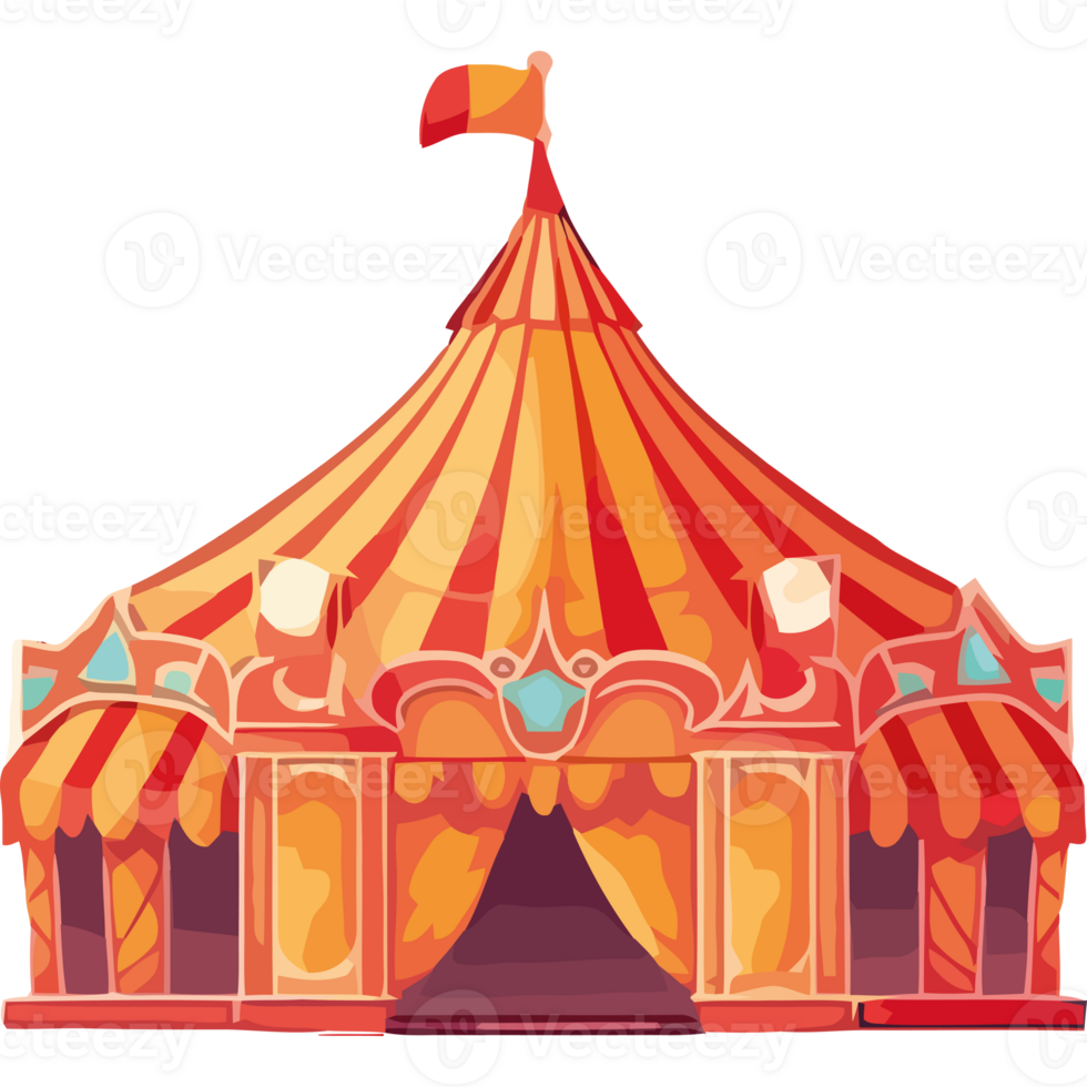 A cartoon circus tent with a red and orange color scheme png
