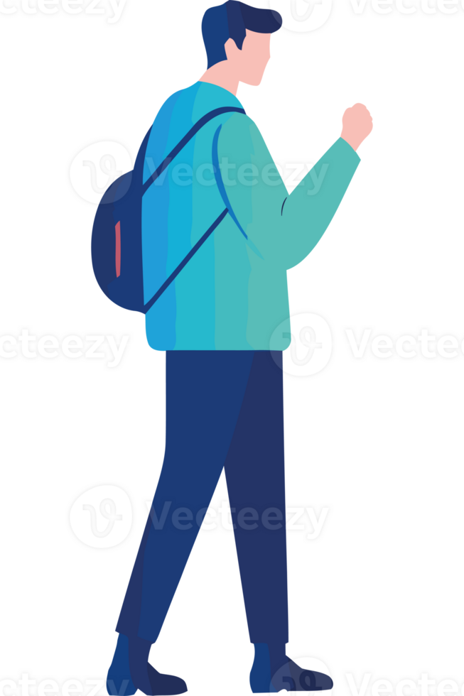 Illustration of a man walking with a backpack png