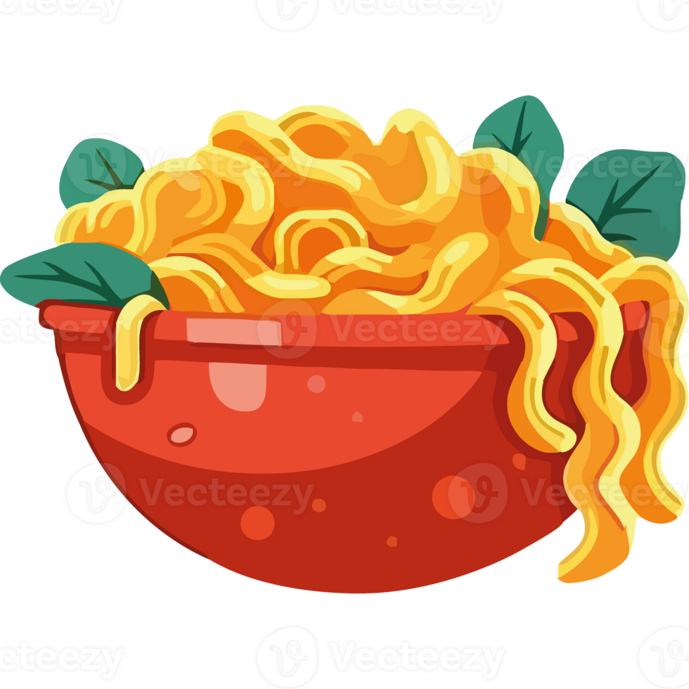 Spaghetti in a bowl with spinach and cheese png