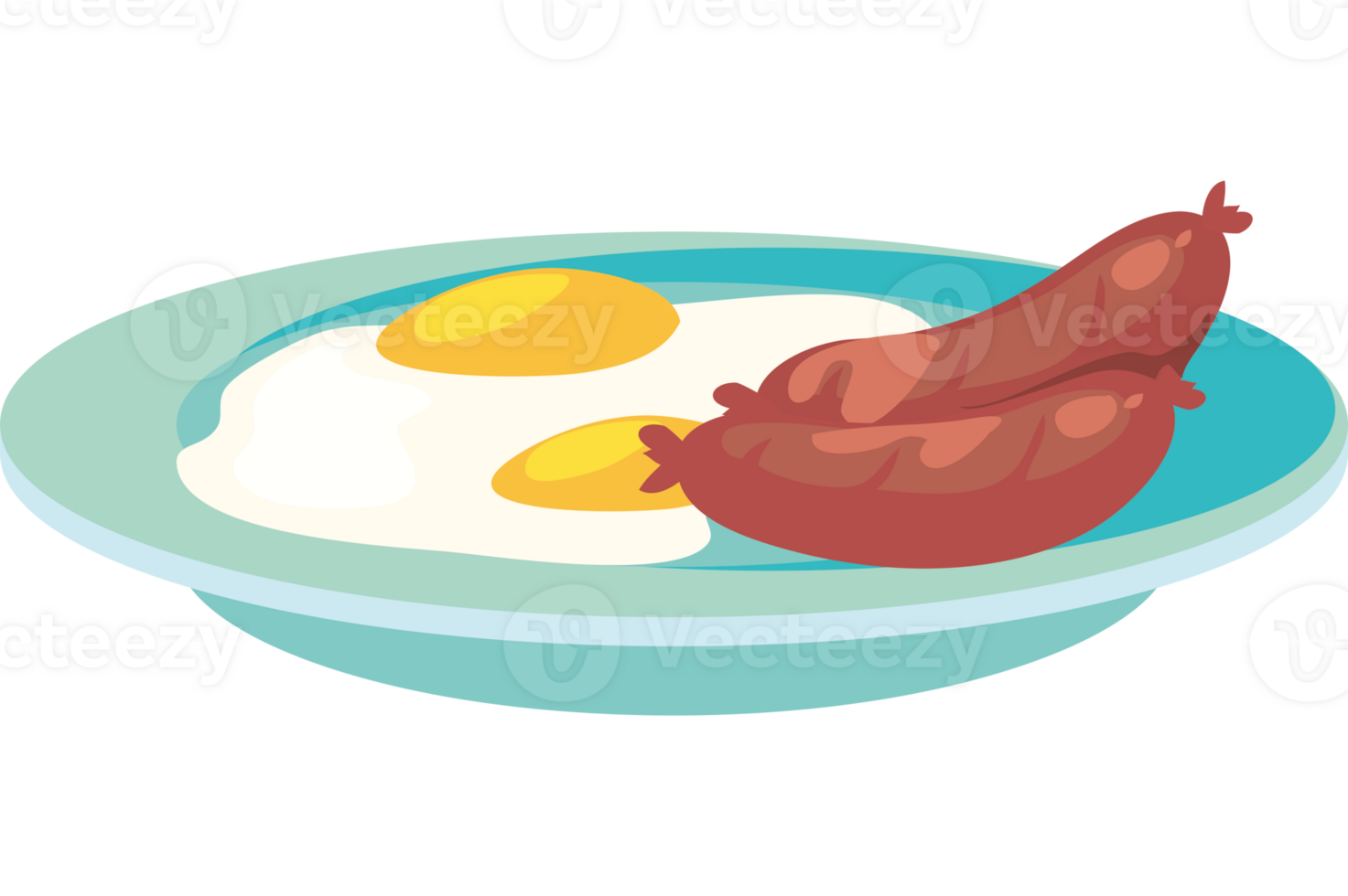 Sausage and eggs on a plate png