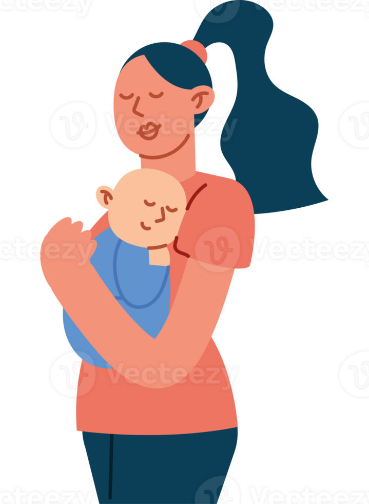 A woman holding a baby in her arms png