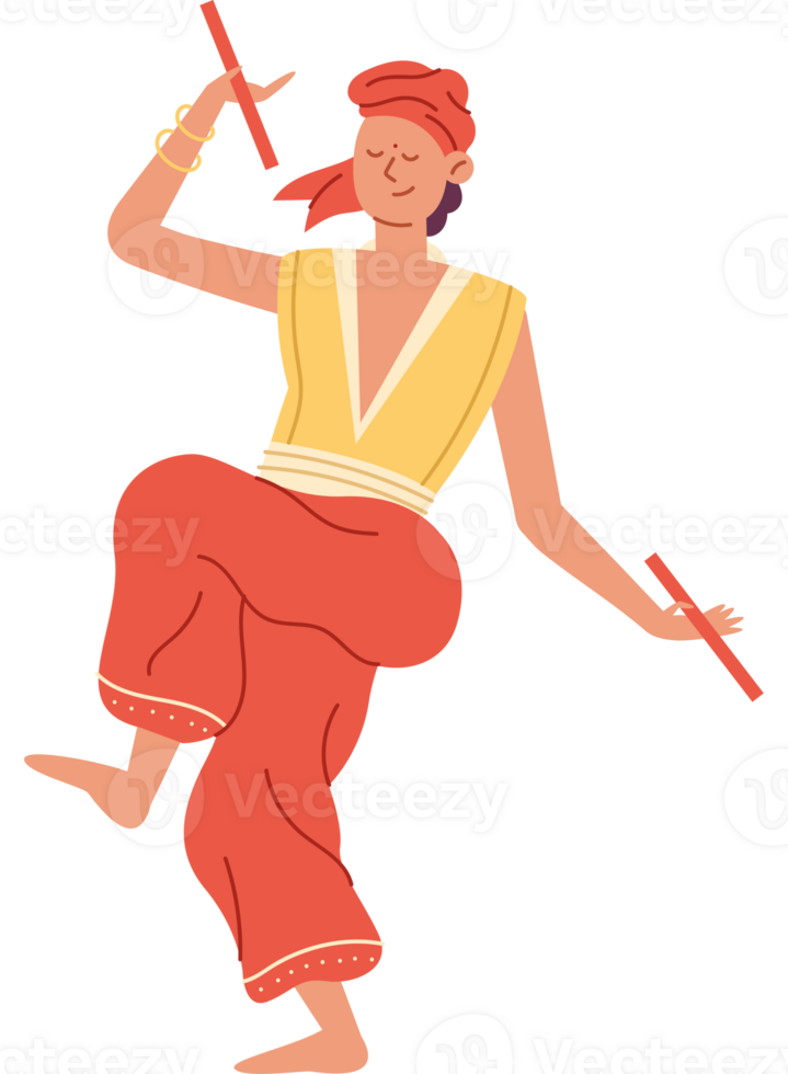A cartoon man dancing with a stick png