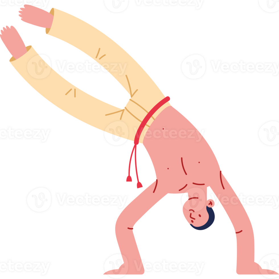 A man doing a handstand on his back png