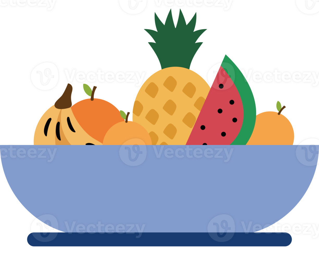 A bowl of fruit is shown in this illustration png