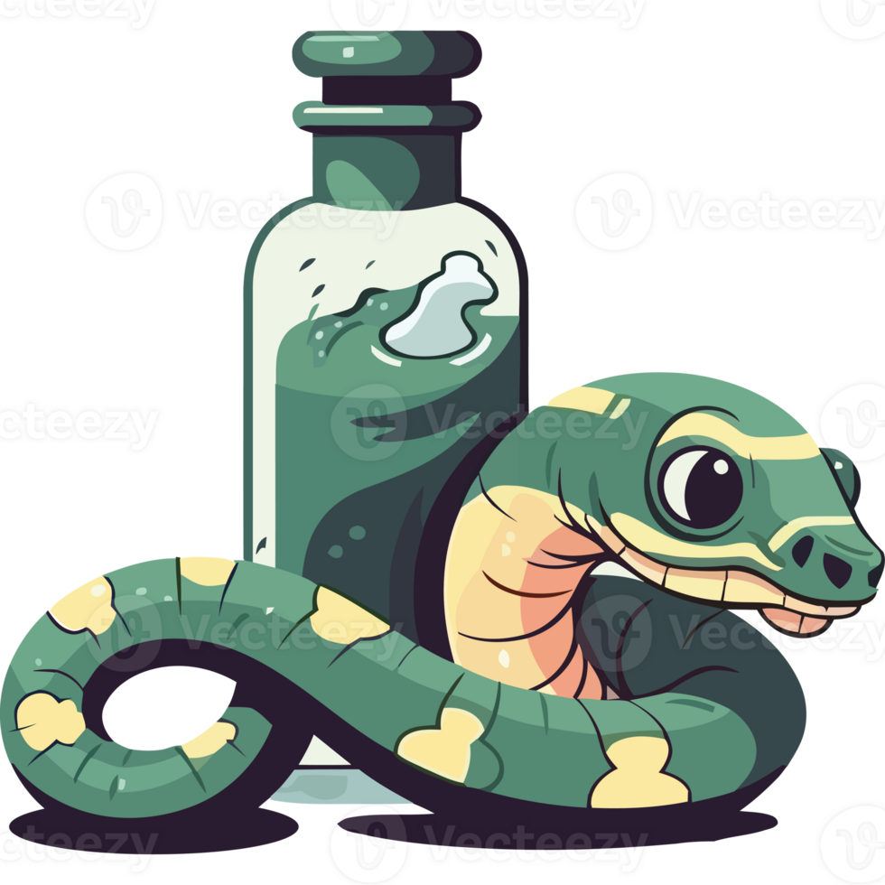 A snake and a bottle of potion png