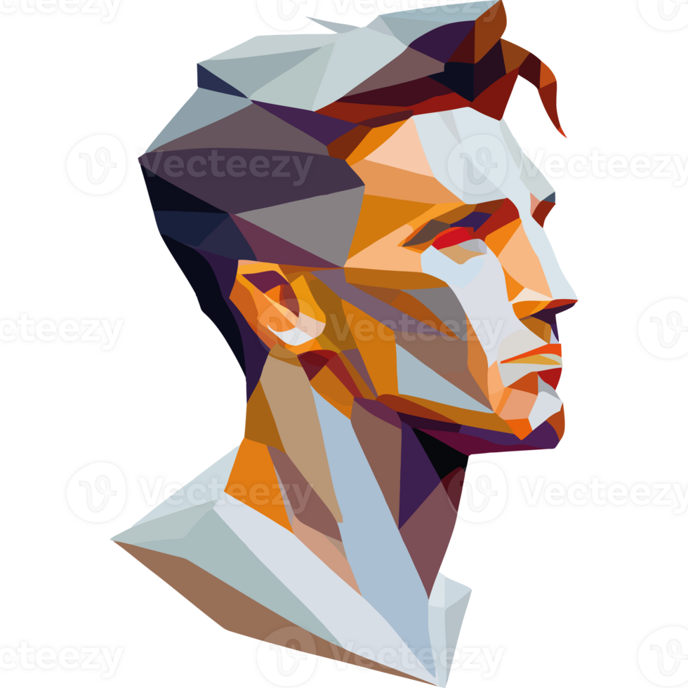 A man's head is made of geometric shapes png