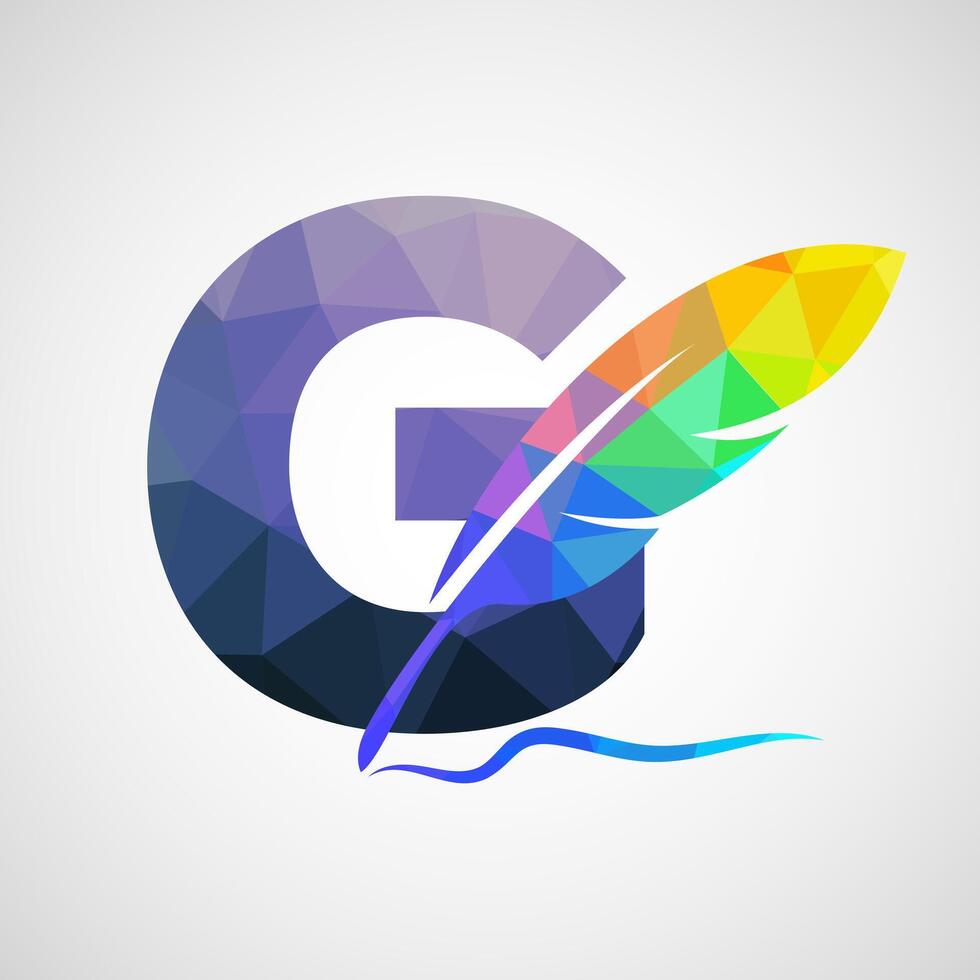English alphabet G with feather logo design template. Logo for a writer or publishers. vector