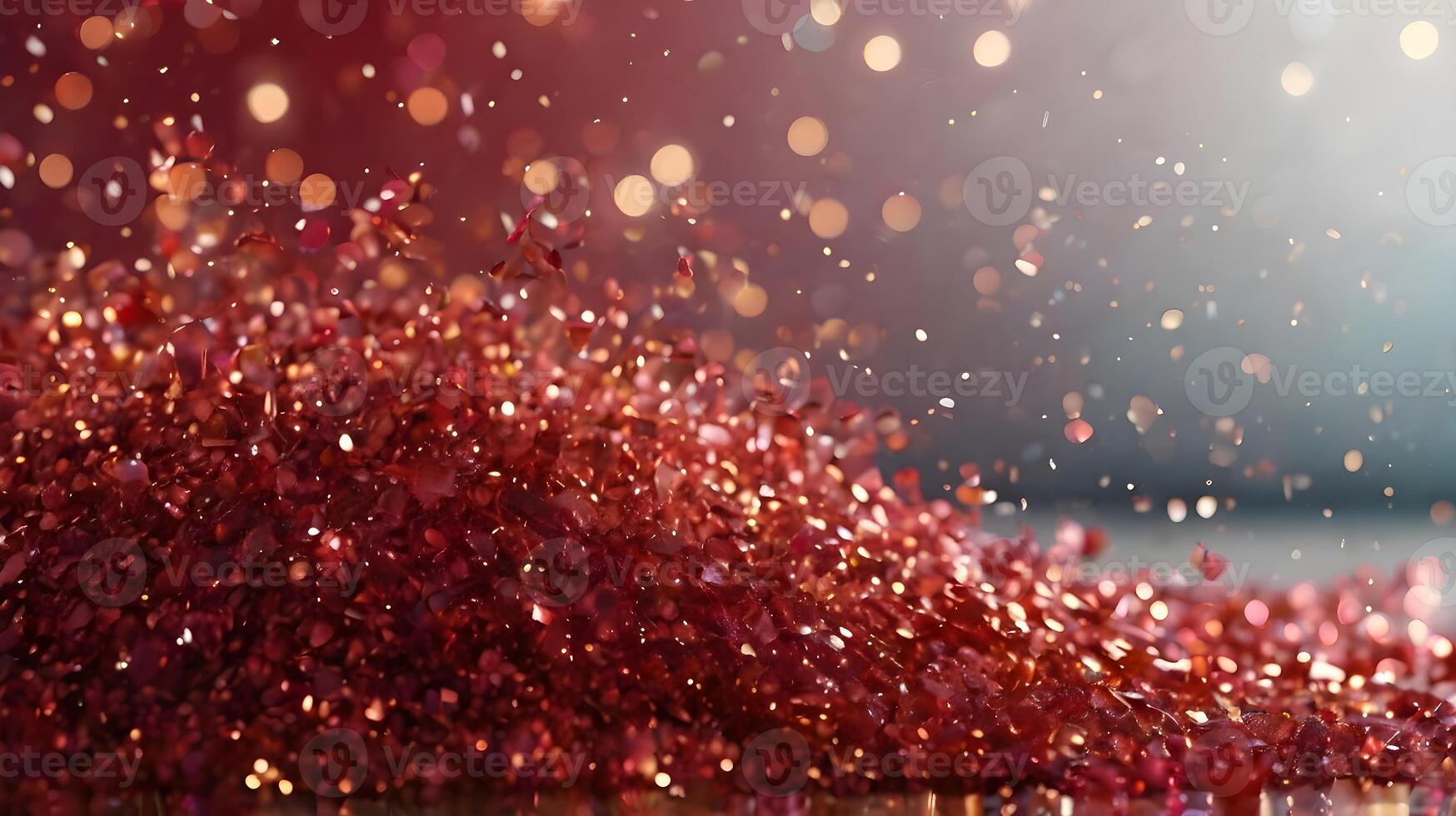 Red glitter particles with bokeh effect Abstract background photo