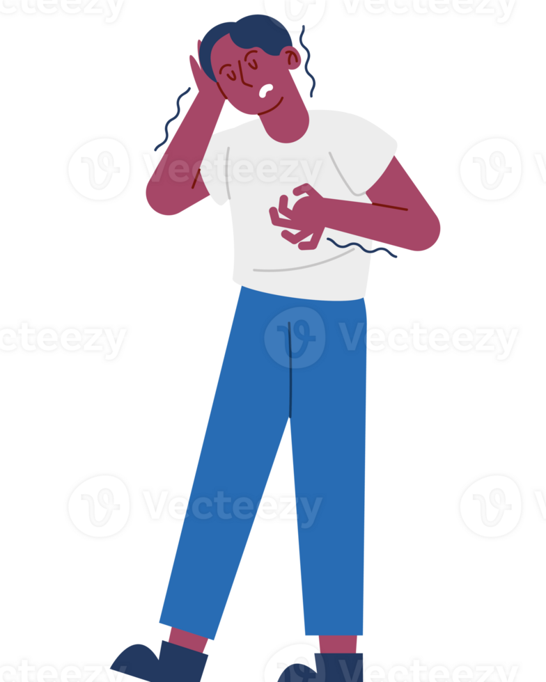 Illustration of a woman with a heart attack png