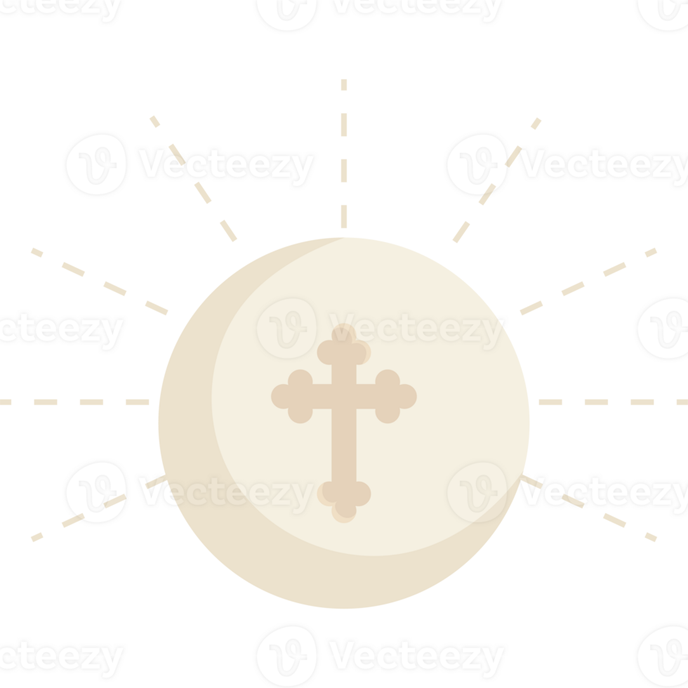 A cross on a white moon with rays coming from it png