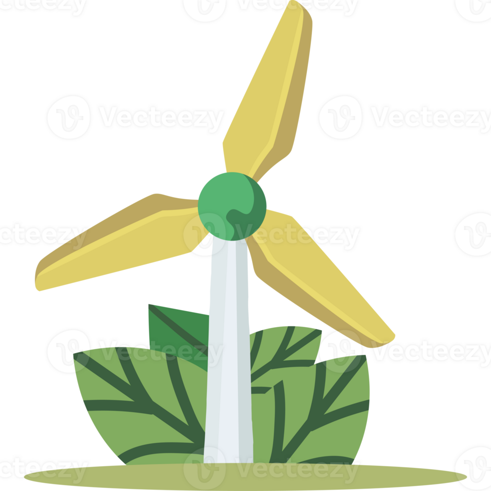 A wind turbine with leaves on top png