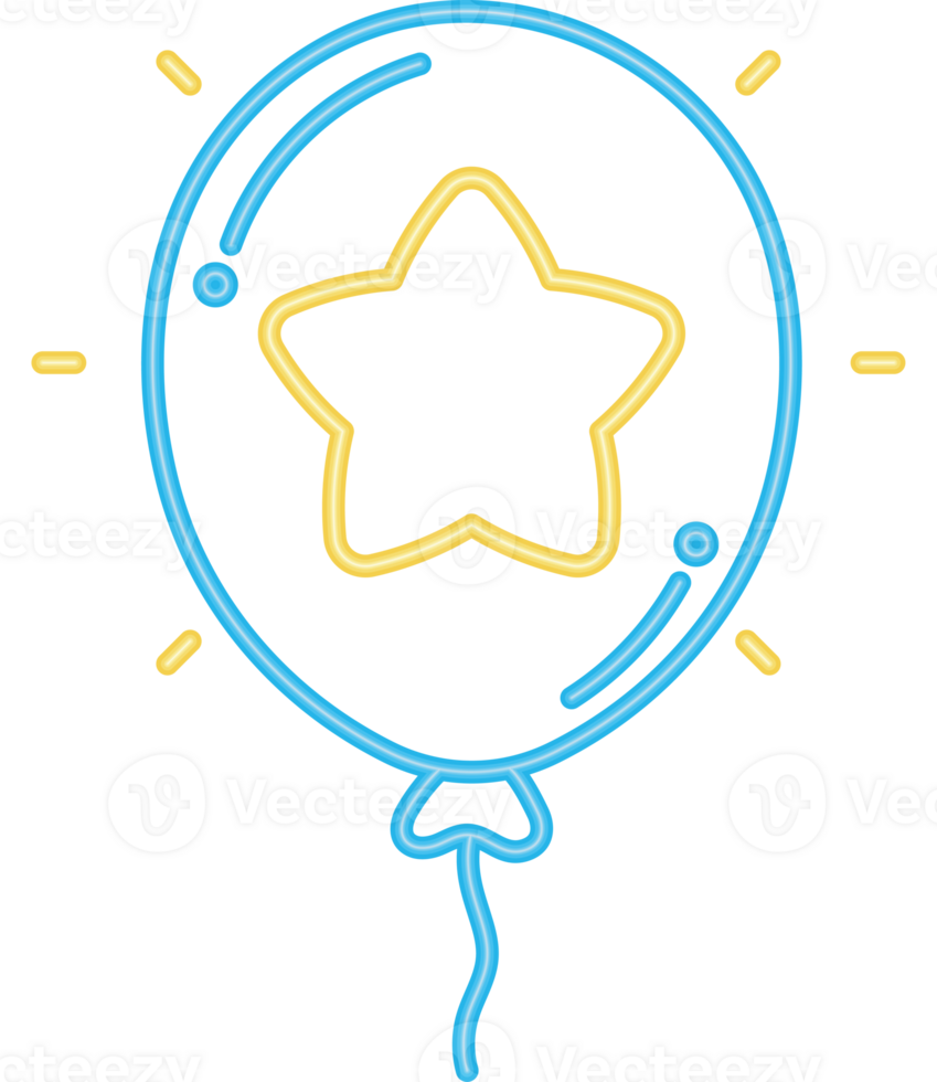 A star balloon with a neon light png