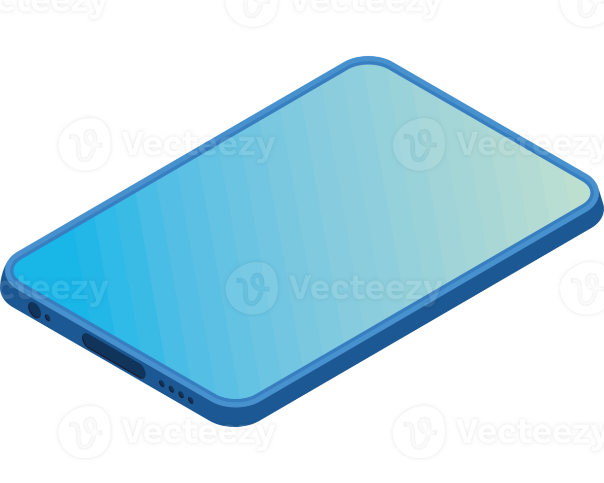 A blue phone with a blue screen on it png