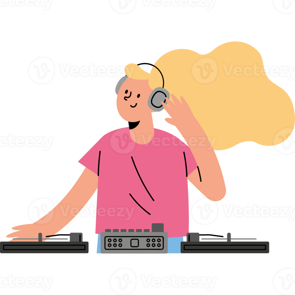 Dj girl illustration png
