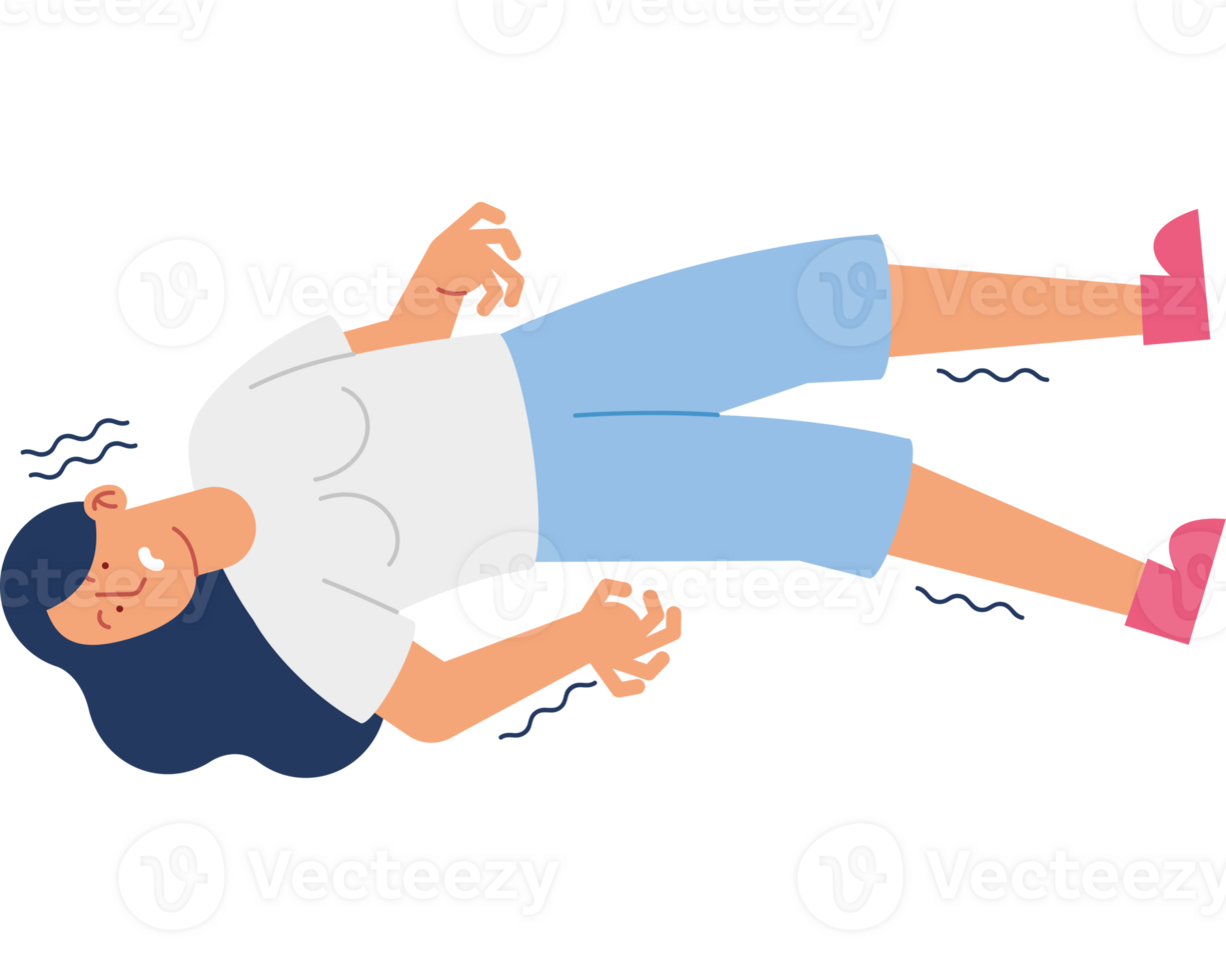 A cartoon woman laying on her back png