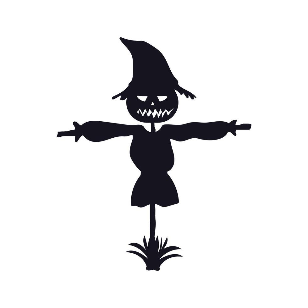 silhouette of a scarecrow for Halloween. illustration. vector