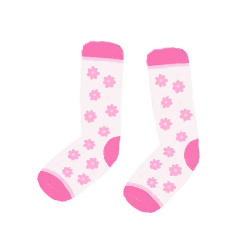 pink socks with flowers on transparent background png