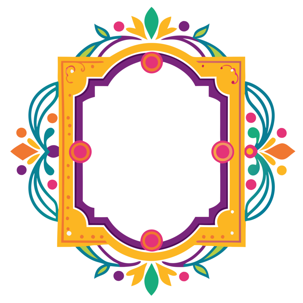 a colorful frame with a floral design png