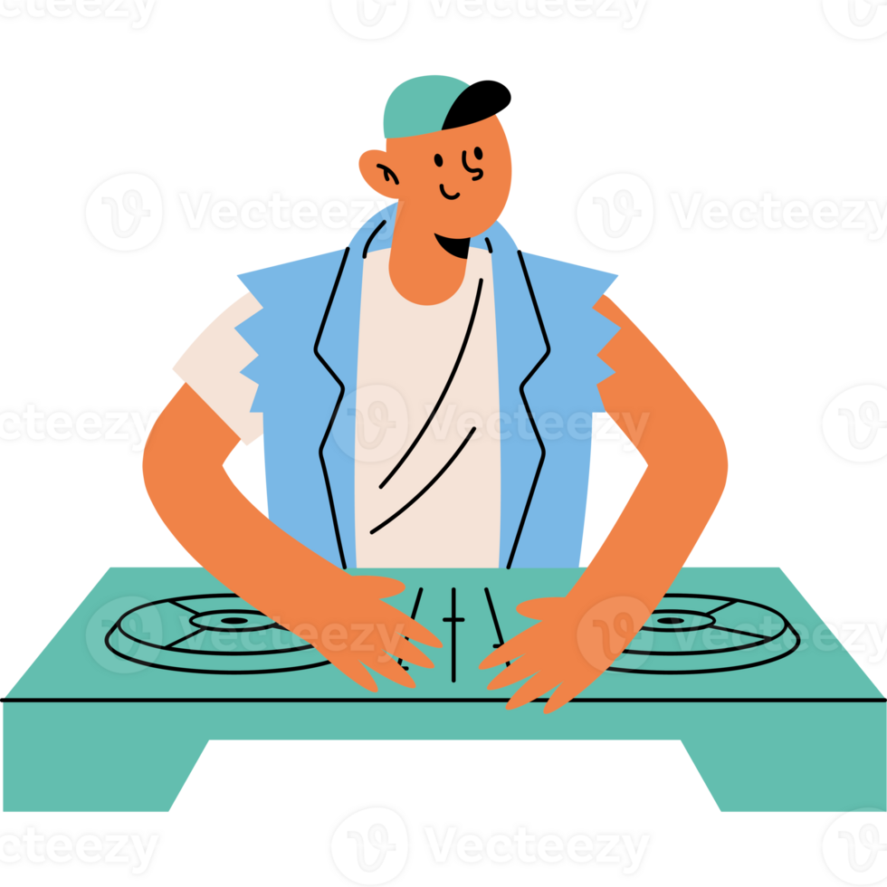 A man is playing a dj set on a turntable png