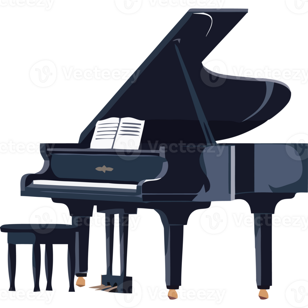 A black grand piano with a book on it png