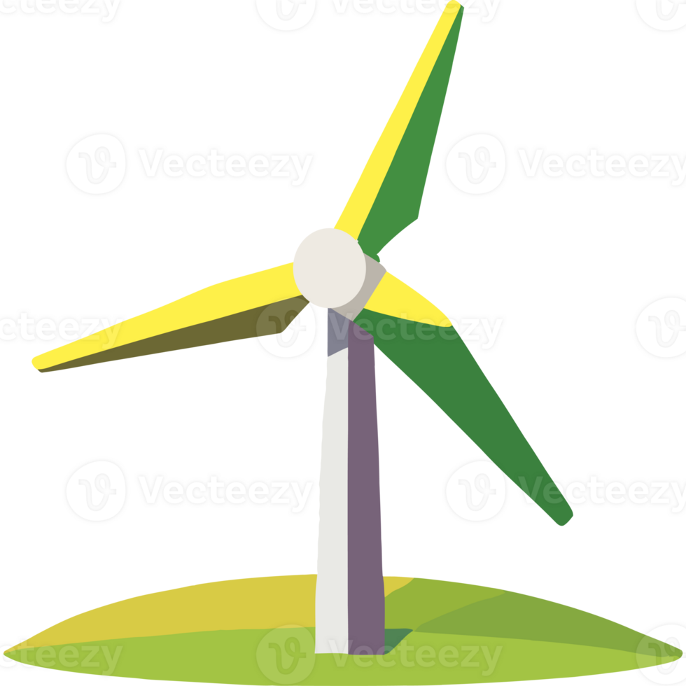 A wind turbine on a green field png