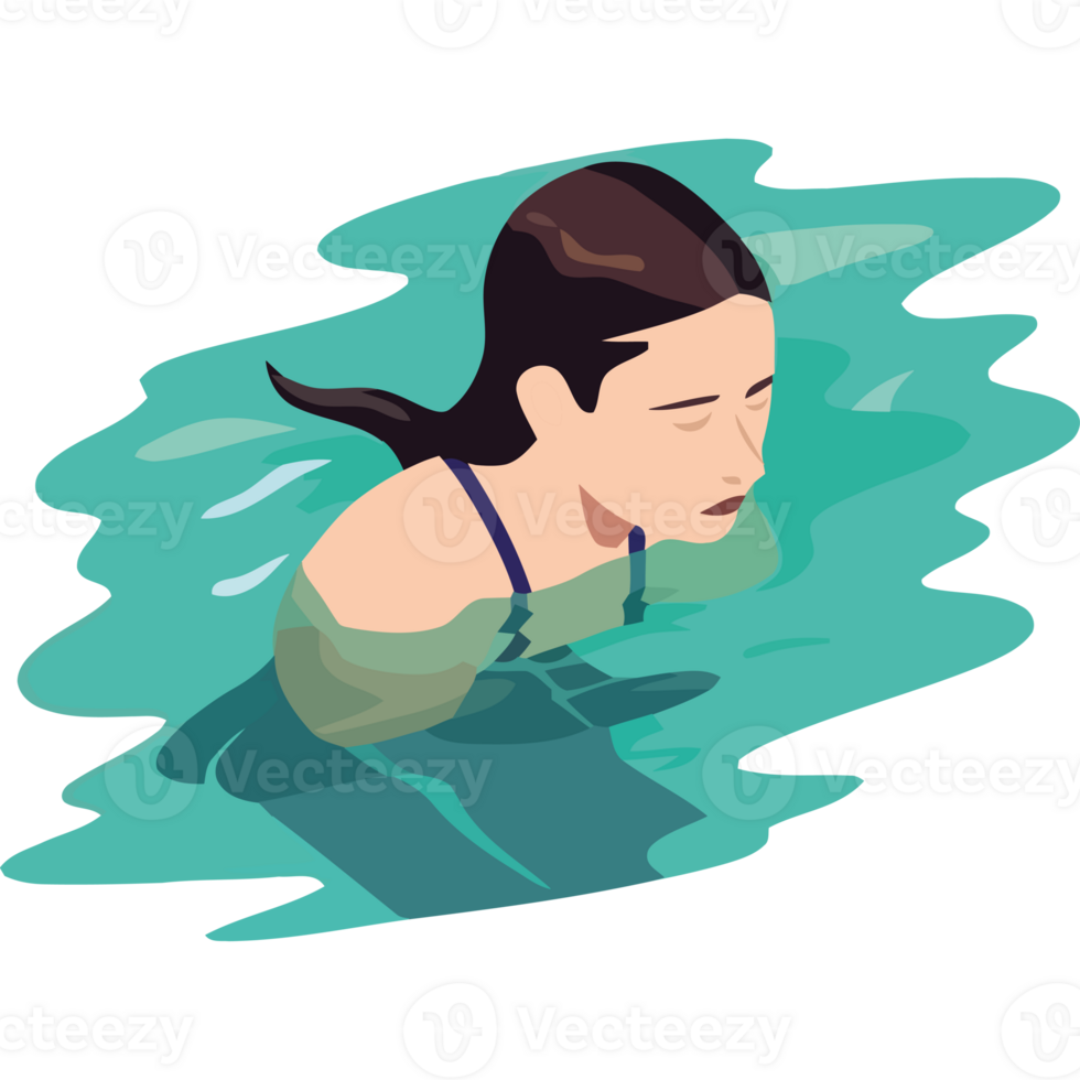 A woman swimming in the water png