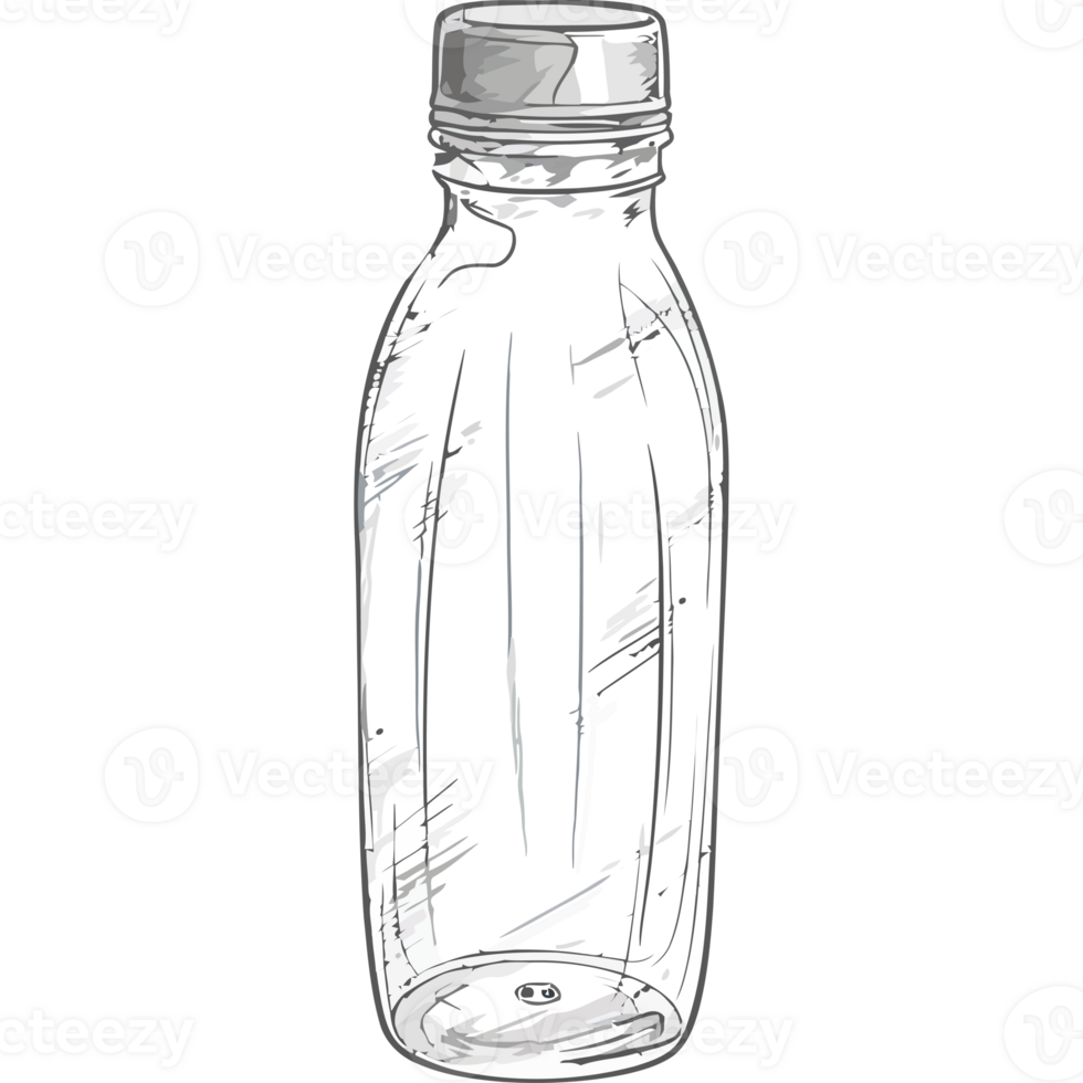 A drawing of a clear plastic bottle png