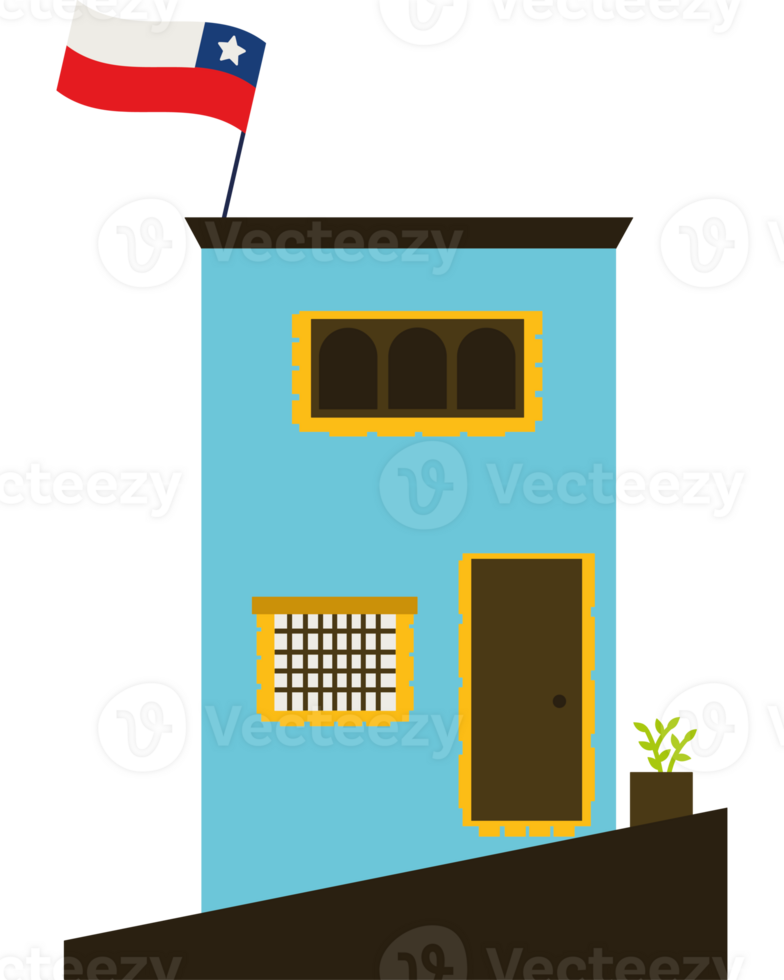 A house with a flag on top of it png