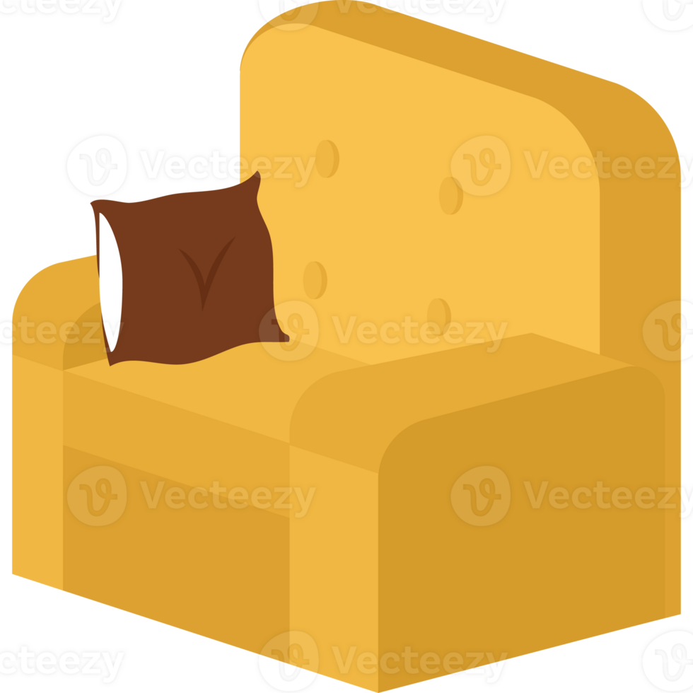 A yellow couch with a pillow on it png
