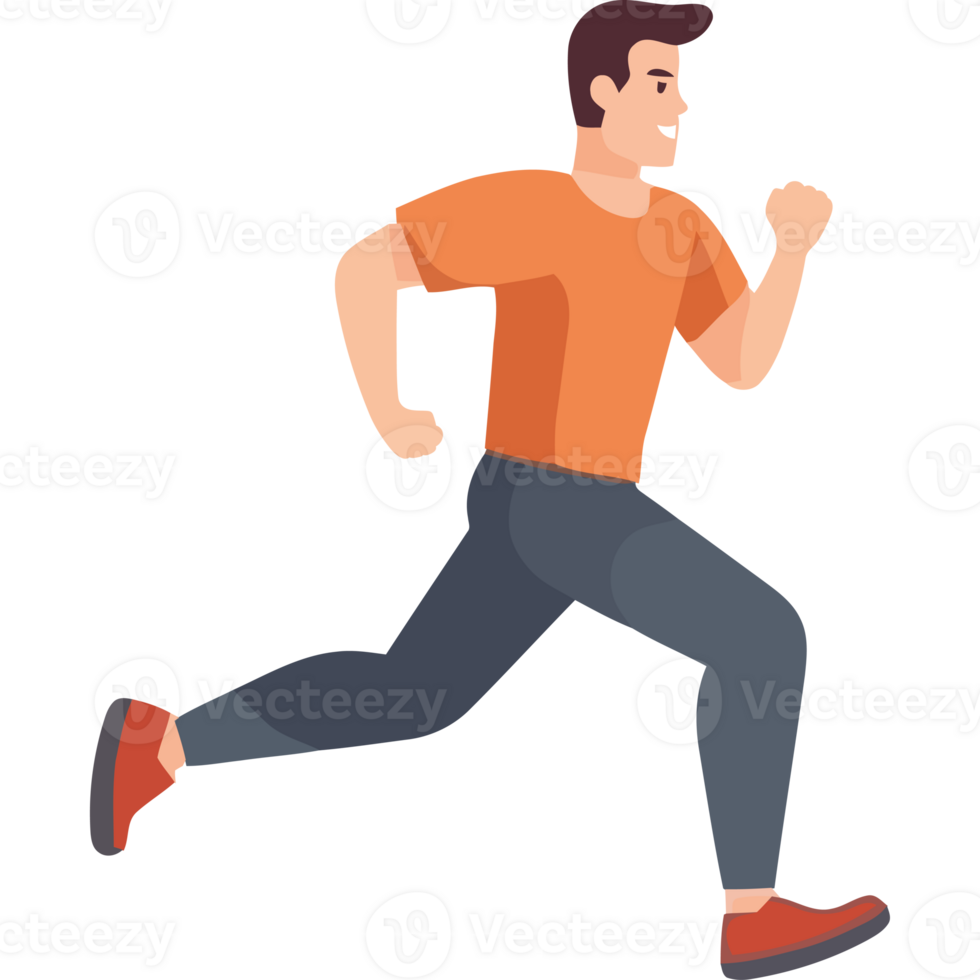 A man is running in an orange shirt png
