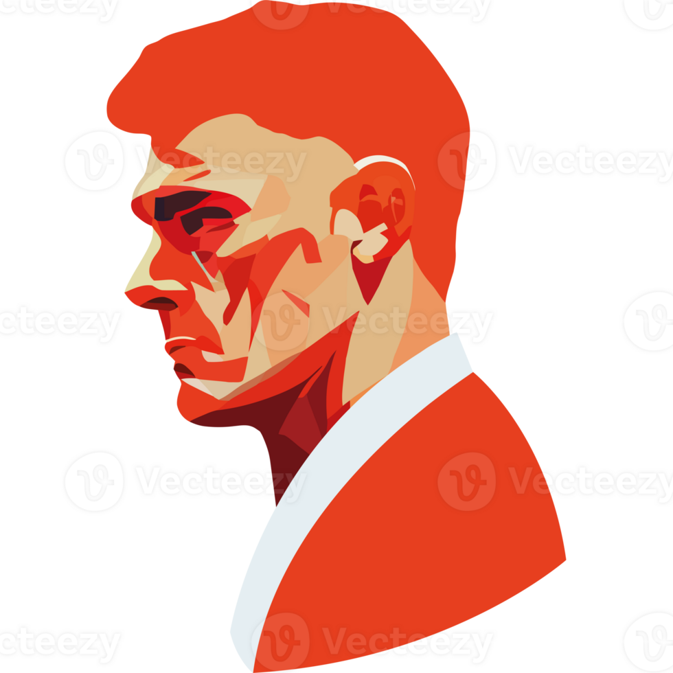 A man in a suit with red hair and a red tie png