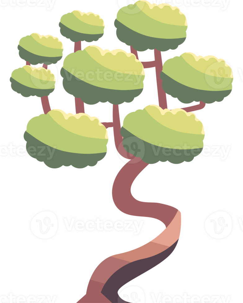 A cartoon tree with green leaves png