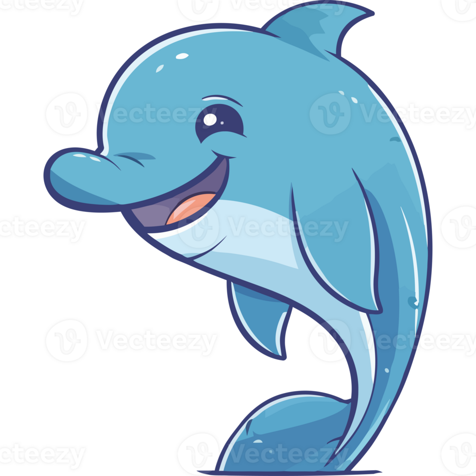 A cartoon dolphin with a smile on its face png